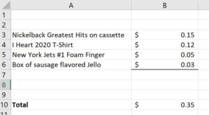 Figure 6 - Borders not moving when adding rows
