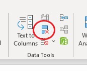 The Remove Duplicates button.