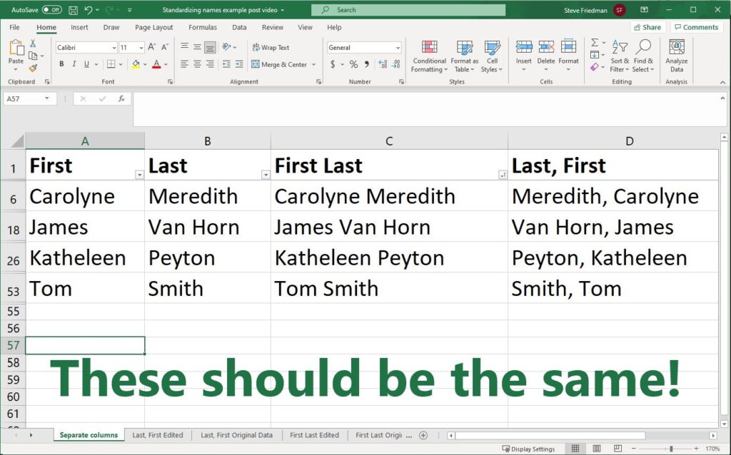 Standardize names in Excel thumbnail